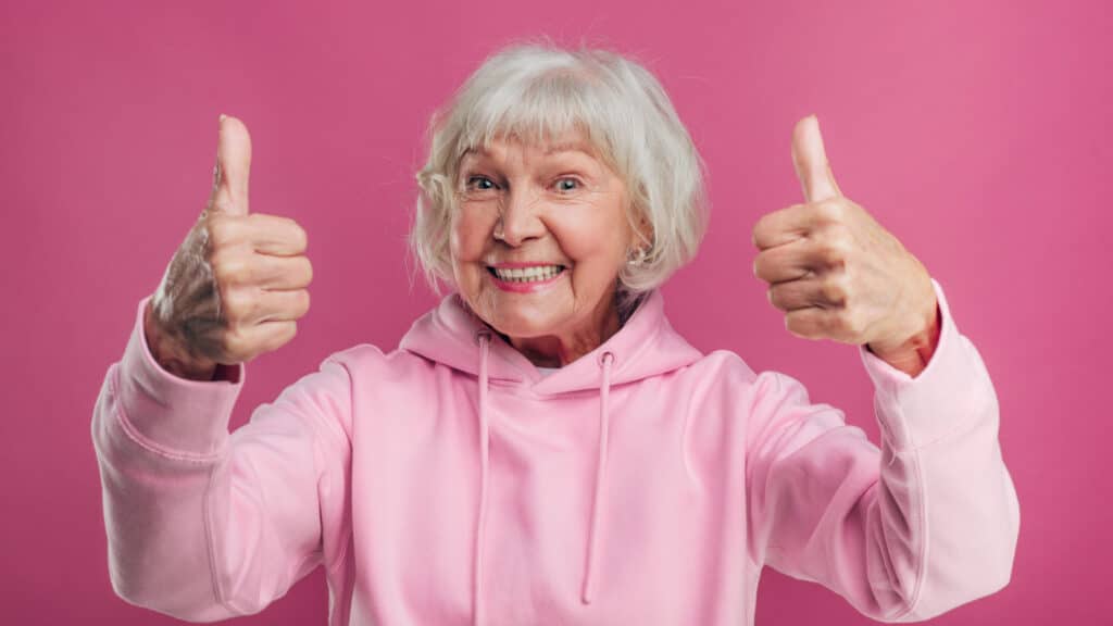senior grandma thumbs up