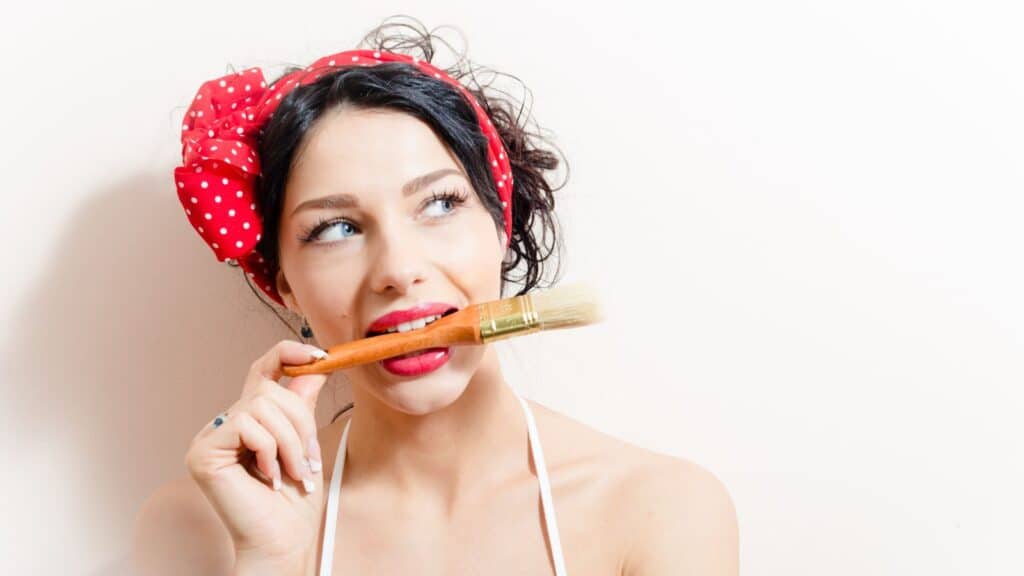 beautiful woman painting