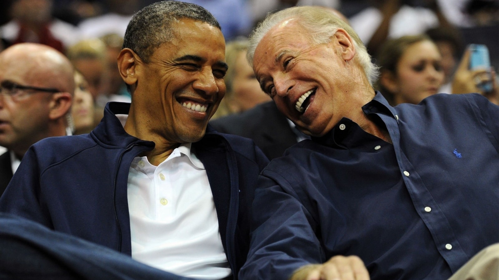 Obama and Biden laughing
