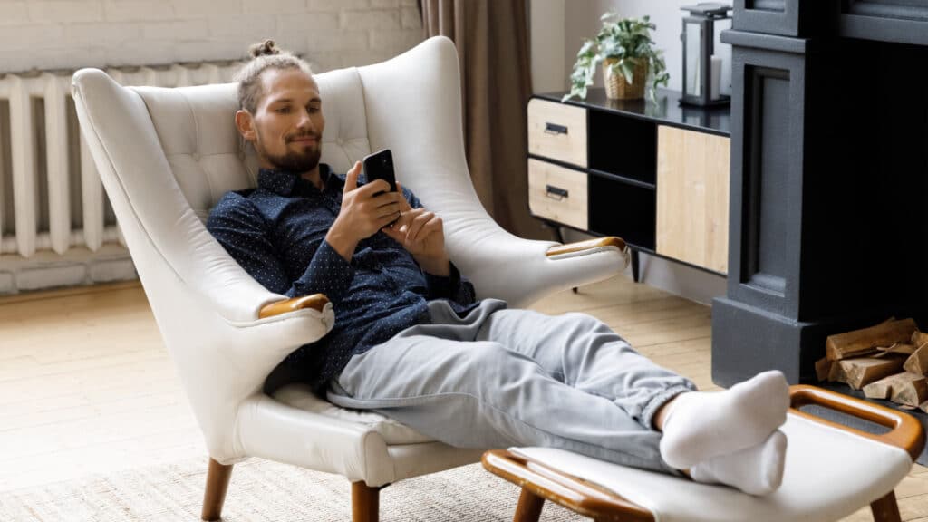 men scrolling phone