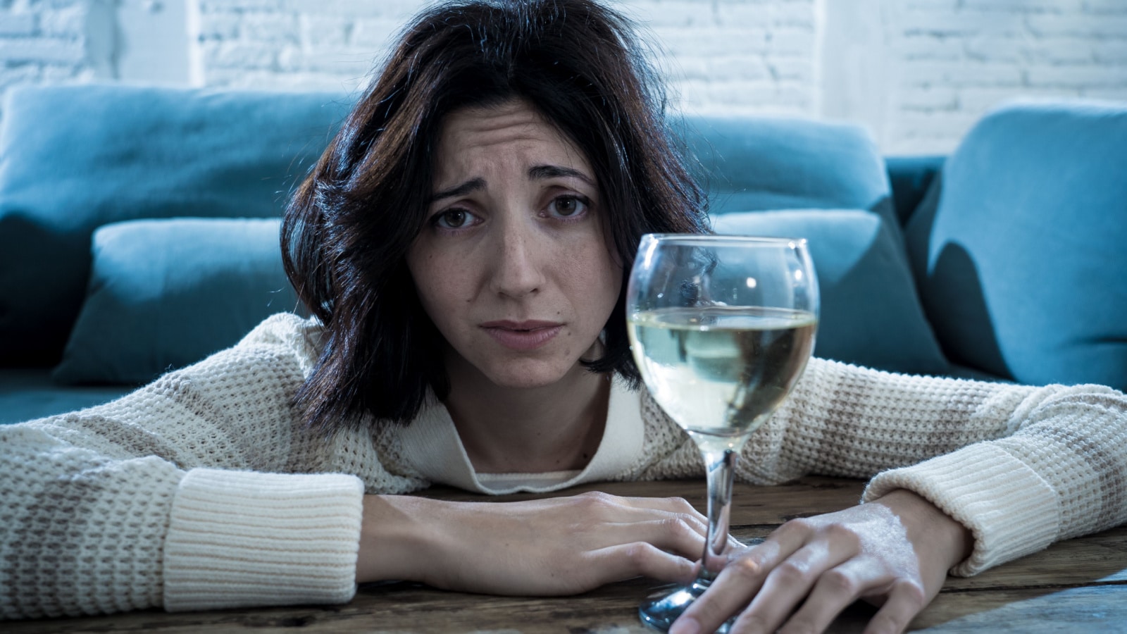 sad depressed wine alcoholic