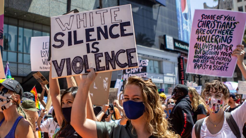 White silence is violence Black lives matter protest