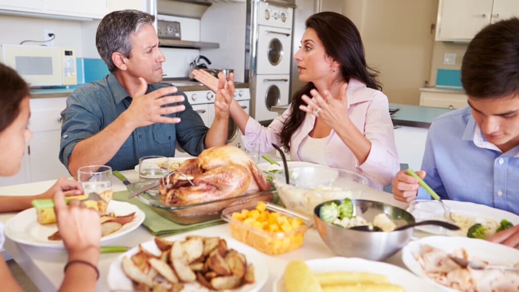 fighting at holiday dinner table