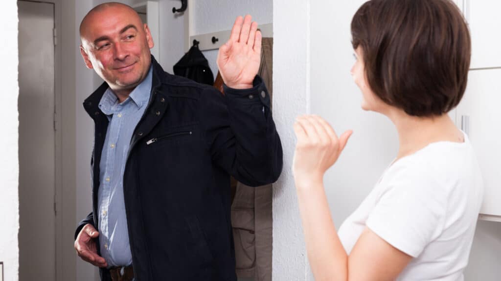 saying goodbye at the door