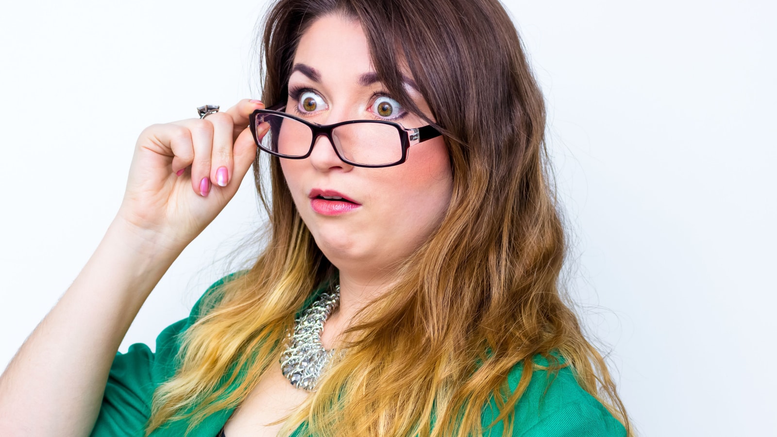woman surprised can't believe her eyes