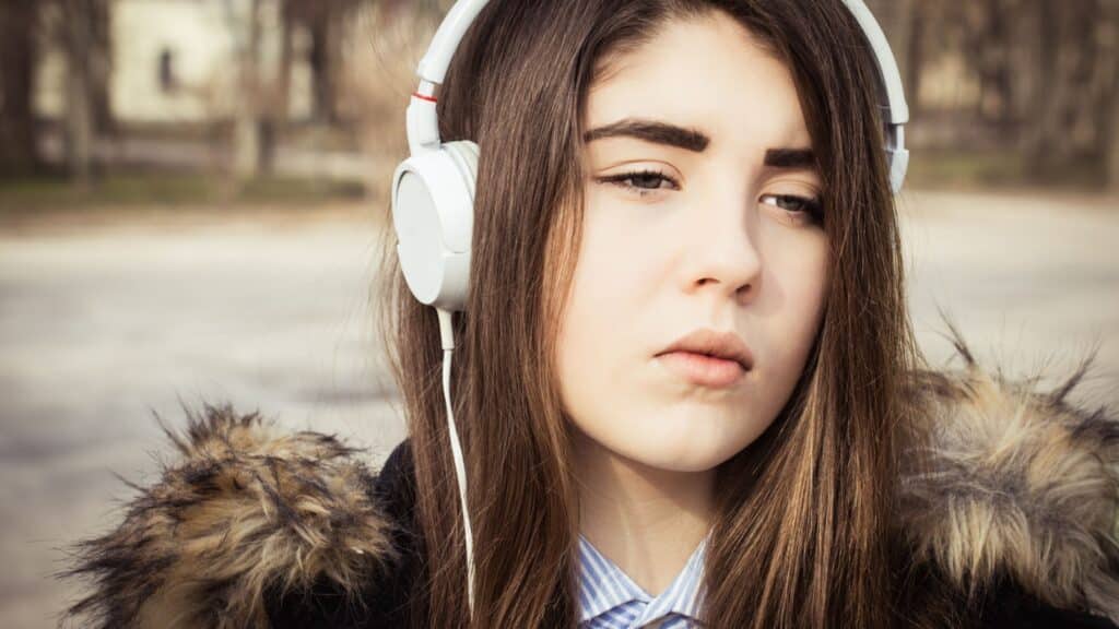 teenage girl with headphones